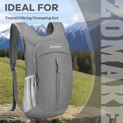 ZOMAKE 10L Ultra Lightweight Packable Backpack, Small Daypack Light Foldable Backpacks Water Resistant Day Bag for Hiking(Grey) - color: Grey A1, size: 10L