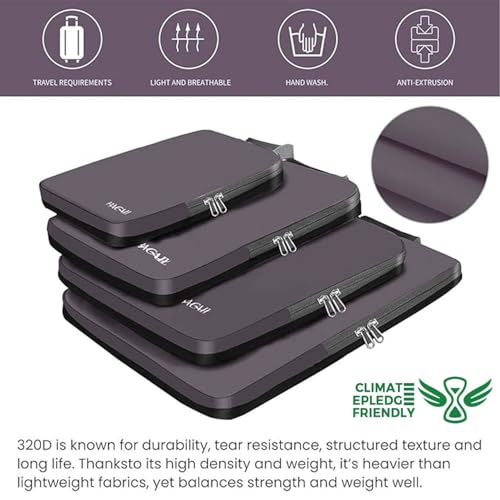BAGAIL 4 Set/6 Set/8 Set Compression Packing Cubes Travel Accessories Expandable Packing Organizers (Cloth Pattern, 4-Dark Greyish) - color: 4-Dark Greyish, style: Cloth Pattern