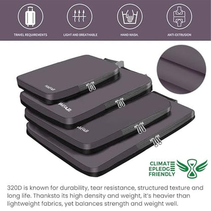 BAGAIL 4 Set/6 Set/8 Set Compression Packing Cubes Travel Accessories Expandable Packing Organizers (Cloth Pattern, 4-Dark Greyish) - color: 4-Dark Greyish, style: Cloth Pattern