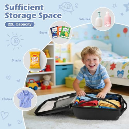 Scooter Luggage for Kids Removable & Foldable Ride on Suitcase-Black - color: Black
