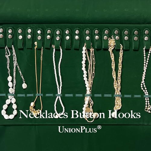 UnionPlus Travel Necklaces Roll Organizer Anti-Tangle Large Blackish Green - color: Blackish Green, size: Large