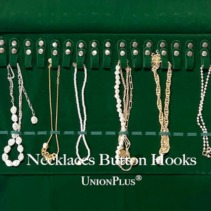 UnionPlus Travel Necklaces Roll Organizer Anti-Tangle Large Blackish Green - color: Blackish Green, size: Large