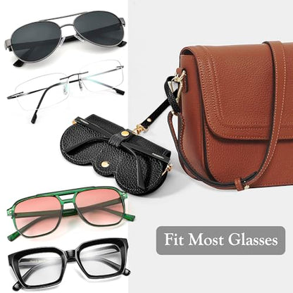 FEISEDY 2Pack Soft Leather Sunglass Bag, Portable Holder Eyeglasses Case - color: Black + Orange