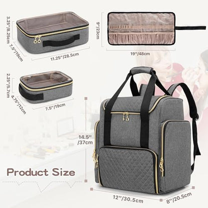 LUXJA Makeup Bag Backpack with 3 Removable Cases and 1 Makeup Brush Bag - color: Gray