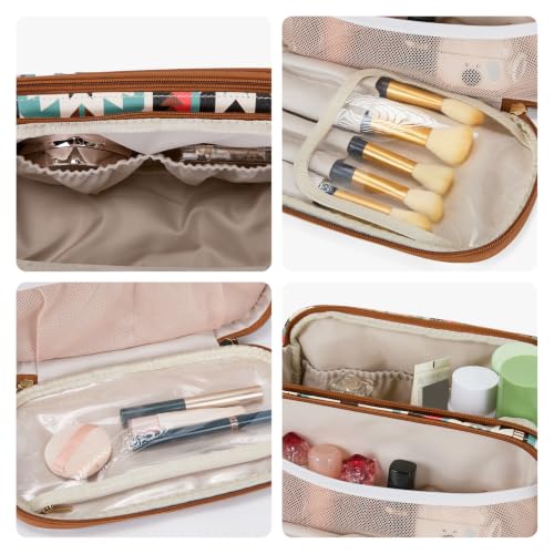 Wrangler Large Makeup Bag Travel Toiletry Bag Portable Cosmetic Bag - color: Aztec-Green