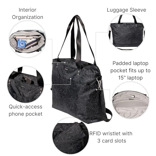 Baggallini Carryall Laptop Tote - color: Midnight Blossom Print