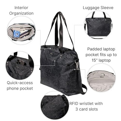 Baggallini Carryall Laptop Tote - color: Midnight Blossom Print