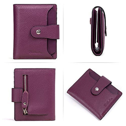 BOSTANTEN Leather Womens Wallet Small RFID Blocking Credit Card Holder - color: 2-purple pebble