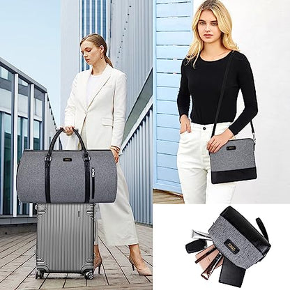 Convertible 2-in-1 Garment Bags for Travel with Waterproof Shoe Compartment - color: D-Grey