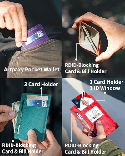남성 및 여성용 미니멀리스트 지갑, 여행용 슬림 전면 포켓 카드 홀더, RFID 차단, 신분증 및 현금용 방수 나일론 지갑, 라일락 핑크., 미니멀리스트 - color: 라일락 핑크.