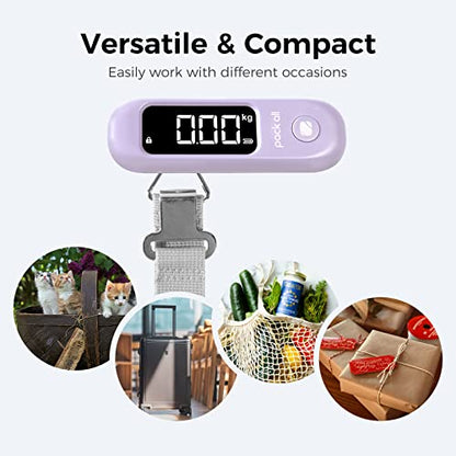 pack all Digital Luggage Scale for Travel, 110Lbs Capacity, 0.1Lb Precision - color: Purple