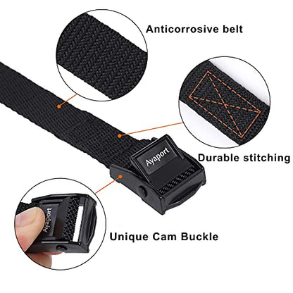 Ayaport Adjustable Lashing Straps with Buckles 0.75" x 6', 4 Pack - color: Black, size: 0.75'' x 6'