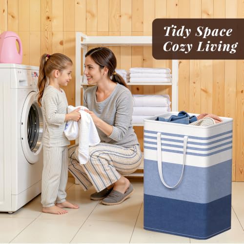 WOWBOX 2 Pack Laundry Baskets, Collapsible Dirty Clothes Laundry Hampers - color: Blue, size: 75L