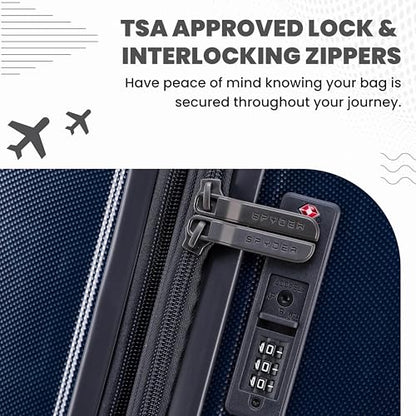 Spyder Rails Expandable Hardside Upright Suitcase with 360° Spinner Wheels, TSA Approved Lock (Navy, Medium Checked) - color: Navy, size: Medium Checked