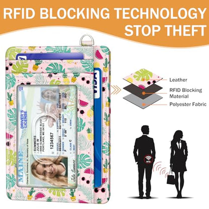Yonlevres Flamingo Credit Card Holder Slim Wallet Women RFID Blocking Small - color: Flamingo
