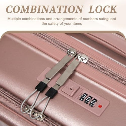 Merax 20/14 Inch Hardside Luggage, Lightweight Suitcases with Spinner Wheels - color: Champagne ABS, size: 14/20 Inch