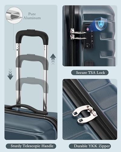 Coolife Lightweight Luggage with TSA Lock,3 Piece Set Teal Blue - color: Teal Blue, size: 3 Piece Set (Backpack/TB/20in)
