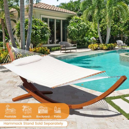 Lazy Daze 12 FT Sunbrella Quilted Hammock, Non-Fading Double Hammock - color: Cast Pumice