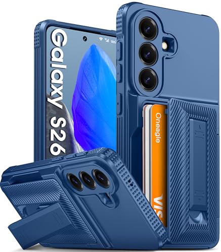 Oneagle Wallet for Samsung Galaxy S26 Case with Card Holder & Kickstand - color: Blue, size: Galaxy S26