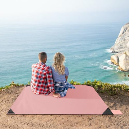 Odoland Sandproof Beach Blanket, Waterproof Portable Mat with Carry Pouch - color: Pink, size: 43.3" x 63"(1-2 People)