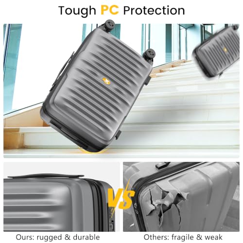 28 Inch Large Checked Luggage, PC Hardshell Suitcase, Silver - color: 1-Silver, size: Checked 28-Inch