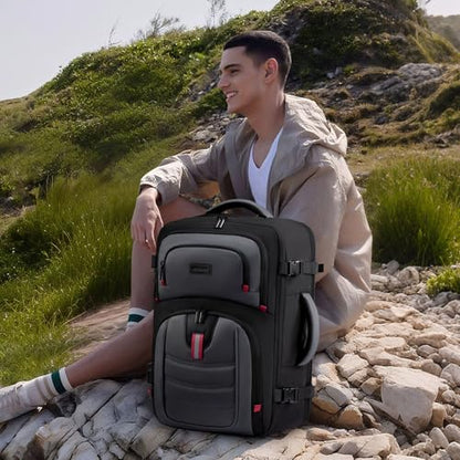 LOVEVOOK 40L Travel Backpack for Men - Airline Approved Carry On Backpack - color: Black & Gray, size: 50L-18inch