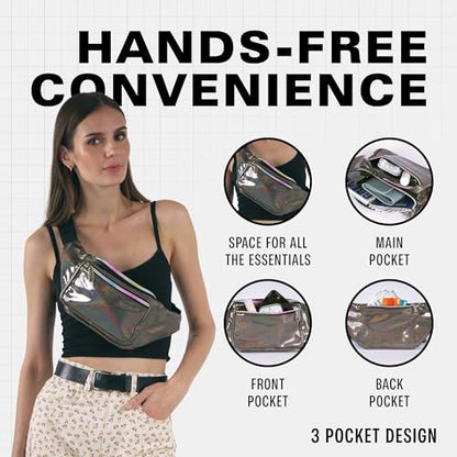 SoJourner Waterproof Holographic Fanny Pack, Copper Glitter - color: Copper Glitter