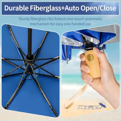 ZOMAKE UV Umbrella for Sun Protection, Travel Compact Sun Umbrellas 46Inch - color: B:Silver,Blue a