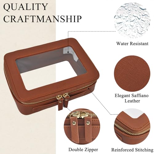 NGIL Clear Faux Leather Toiletry Bag for Women (Brown) - color: Brown