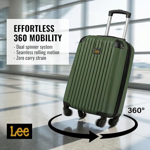 Lee Carry On Luggage with Wheels, 21" TSA Approved Hard Shell Suitcase - color: Merchantile Green