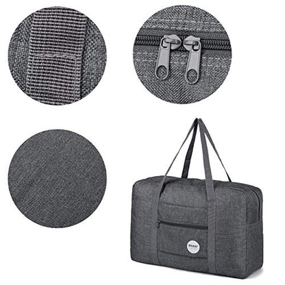 WANDF 2 Piece Personal Item Travel Bag, Carry On Duffle Bag - color: 2pcs Denim Grey+Purple