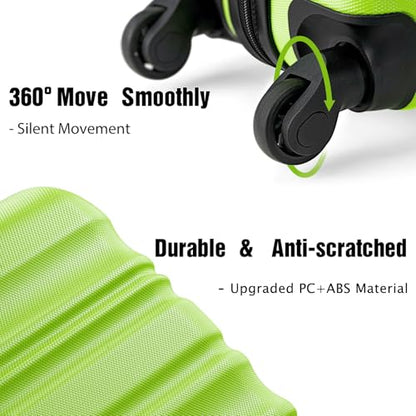 LONG VACATION Luggage Sets, 6 Piece, Hardshell Suitcase with Spinner Wheels - color: APPLE GREEN, size: 6-Piece Set
