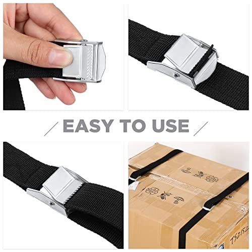 Riakrum 16 Feet 15 Pcs Lashing Straps with Buckles, Adjustable, Black - color: Black, size: 16 Feet