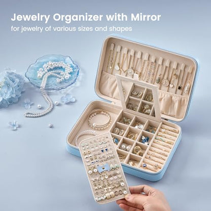 Lolalet Travel Jewelry Case for Women Girls -Large, Blue - color: Blue, size: Large (10"W*6.69"D*2.17"H)