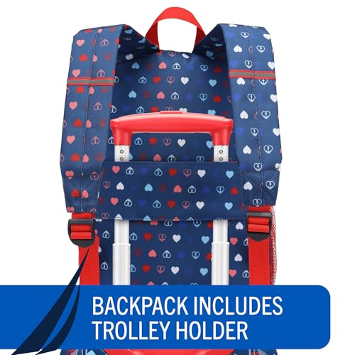 Nautica Kids Luggage - 18" Airline Approved Rolling Hardside Upright Carry-on Suitcase Set with Wheels (Nautica Peace | 5pc School Set) - color: Nautica Peace | 5pc School Set