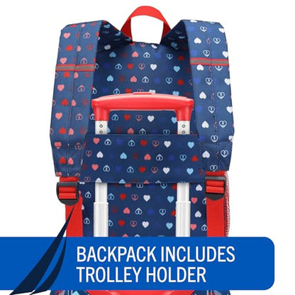 Nautica Kids Luggage - 18" Airline Approved Rolling Hardside Upright Carry-on Suitcase Set with Wheels (Nautica Peace | 5pc School Set) - color: Nautica Peace | 5pc School Set