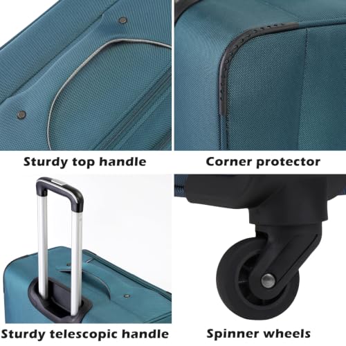 Coolife Softshell Luggage, TSA Lock, Spinner Wheels, 4-Piece Set with Tote - color: gray
