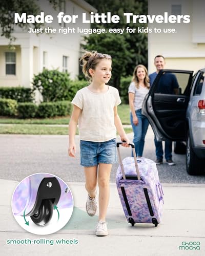 Choco Mocha Girls Suitcase with Wheels, Kids Rolling Duffle Bag Luggage for Travel 22inch, Teal - color: Teal, style: Duffle Only