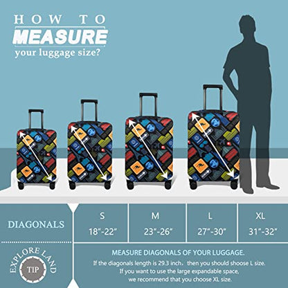 Explore Land Travel Luggage Cover Fits 18-22 inch Case (Bon Voyage, S) - color: Bon Voyage, size: S