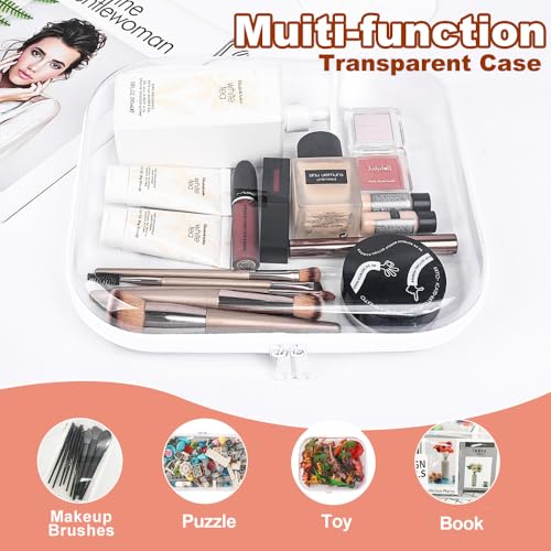 RETON 6 Pcs Clear Hard‑Shell Zipper Case, Plastic Makeup Pouches(2L+2M+2S)