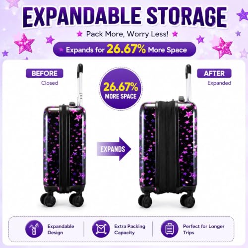 CCJPX 5PCS Kids Luggage Girls Suitcase, 16" Hardside Carry-on Set Cat - color: 01-hardside A-star Cat 5pc