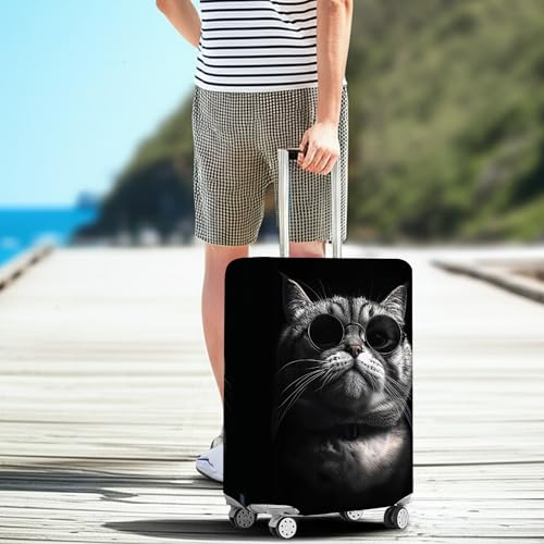 Luggage Covers for Suitcase Tsa Approved, Suitcase Covers Protector Elastic Fit for 24-26 Inch Luggage - color: Gray Black
