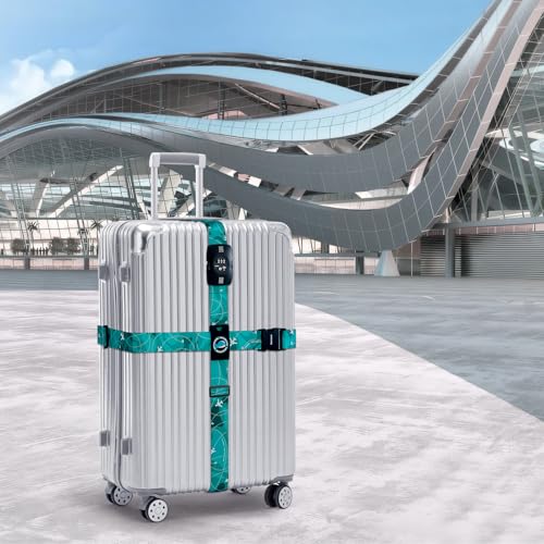 Travelkin Luggage Straps TSA Approved, Suitcase Straps with TSA Lock - color: Air Line Blue