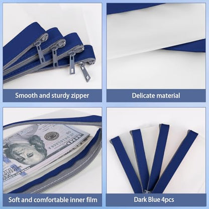 Clear Money Envelopes for Cash Cash Money Bag Pouch 7.6"x3.7" - color: Dark Blue