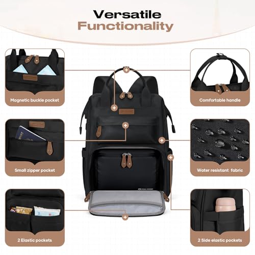 Maelstrom 15.6-17.3" Laptop Backpack with Lunch Box, Work Bag for Women Men - color: Black