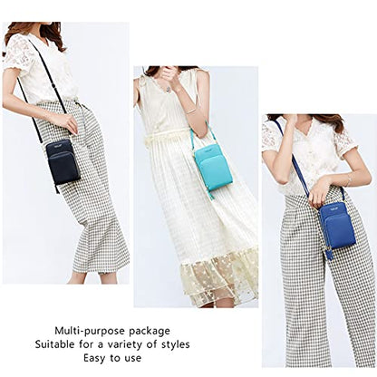 myfriday Small Cell Phone Crossbody Bag, Multi-pocket & 6 Card Slots - color: A-light Blue