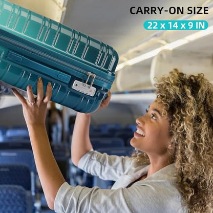 LARVENDER Carry on Luggage Sets 3 Piece, 20inch Suitcase Set, Ocean Breeze - color: Ocean Breeze 20in, size: 3 Piece Set (20/DB/TB)