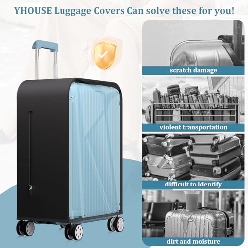 28 Inch Half Clear PVC Luggage Cover TSA Waterproof Protector - size: 28 inch