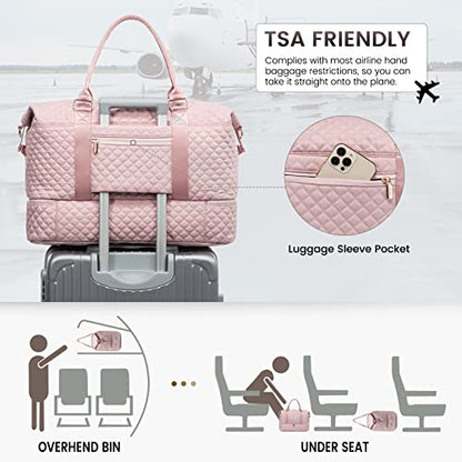 LOVEVOOK Travel Duffle Bag,Weekender Bags for Women with Shoe Compartment - color: Pink-b, size: Large-2 Pcs