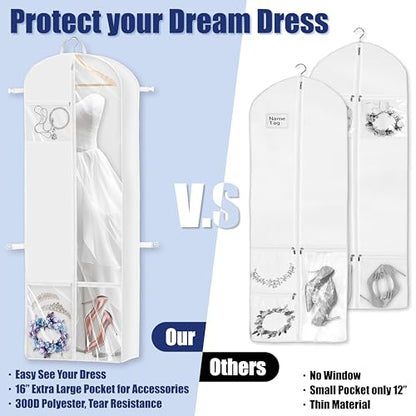 Simple Houseware 70" Long, 8" Depth Wedding Dress Garment Bag with Pockets - size: 70-Inch Long w/ Pocket, Single